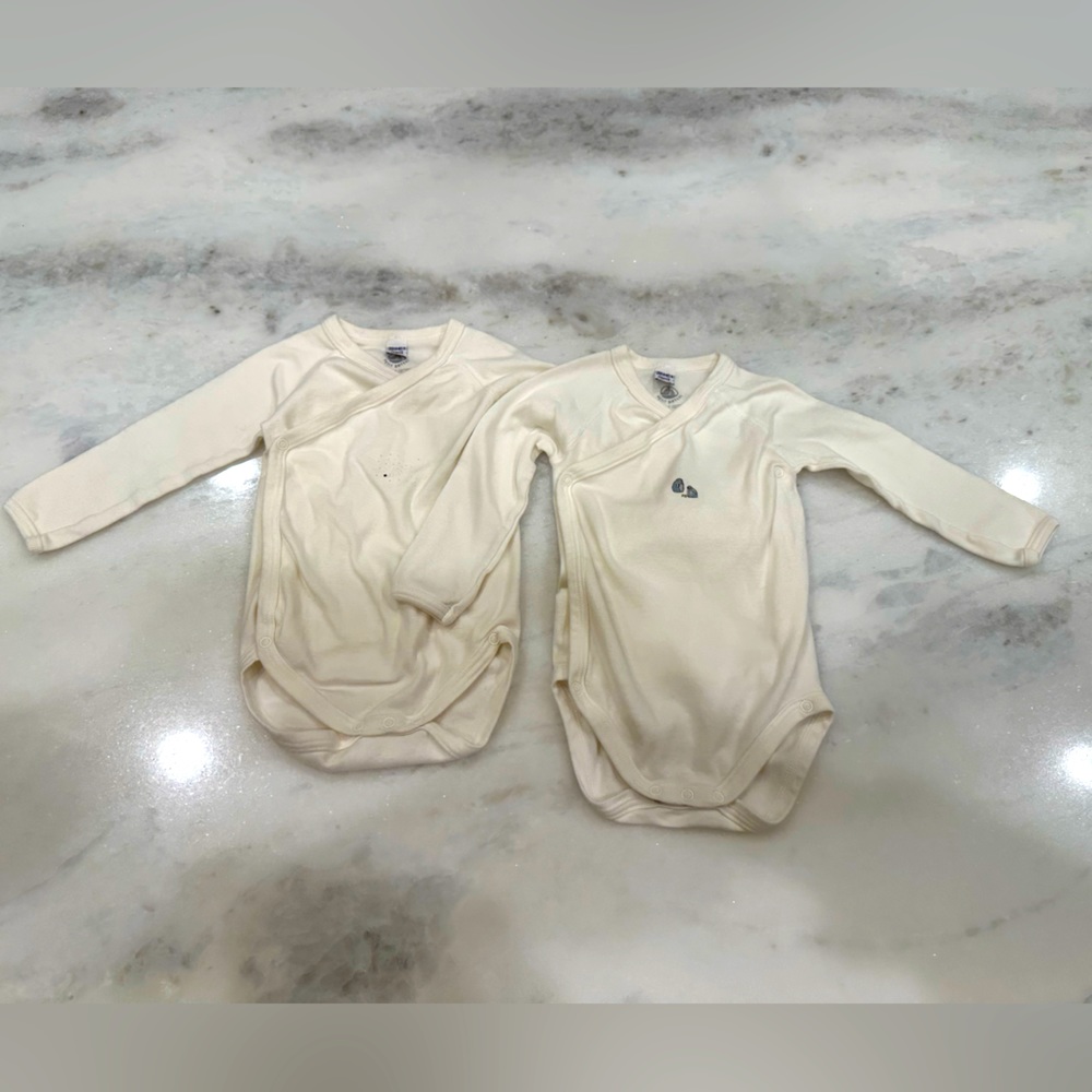 Petit bateau crossover onesies. Size 12 months